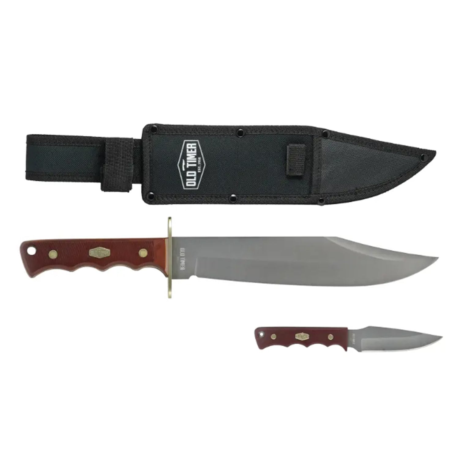 The Old Timer Bowie Fixed Blade Combo is a robust, versatile knife designed for demanding outdoor activities. Featuring a 7.5-inch high-carbon stainless steel blade, this knife delivers excellent edge retention and cutting performance. www.moralepatches.com.au