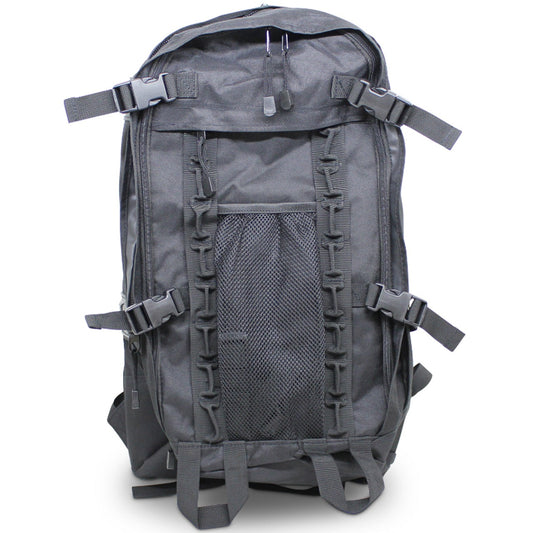Built to be able to expand your load, this backpack is the ultimate daypack.  Main compartment 33(W) x 55(H) x 13(D)cm - 23Lt Front Pocket 27x43x6cm - 7Lt Total 33x55x19cm = 30Lt Empty weight 1.55Kg www.moralepatches.com.au