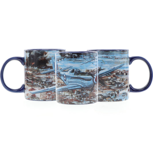 With only 1000 mugs available worldwide, it is a rare find. The mug showcases Drew Harrison's masterpiece, "Cutting the Lines," along with a schematic of the aircraft in the base. Made from durable ceramic with an easy-grip handle and scratch-resistant finish, this mug is perfect for enjoying both hot and cold beverages. www.moralepatches.com.au