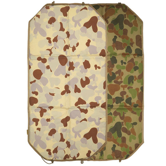 With six internal ground insulating foam panels, the Gonk Mat is a 3/4 length reversible sleeping mat that is designed to be a simplistic alternative to bulkier self inflating variants. It can be folded and placed in an ALICE frame or rolled up and strapped to your pack with ease. www.moralepatches.com.au