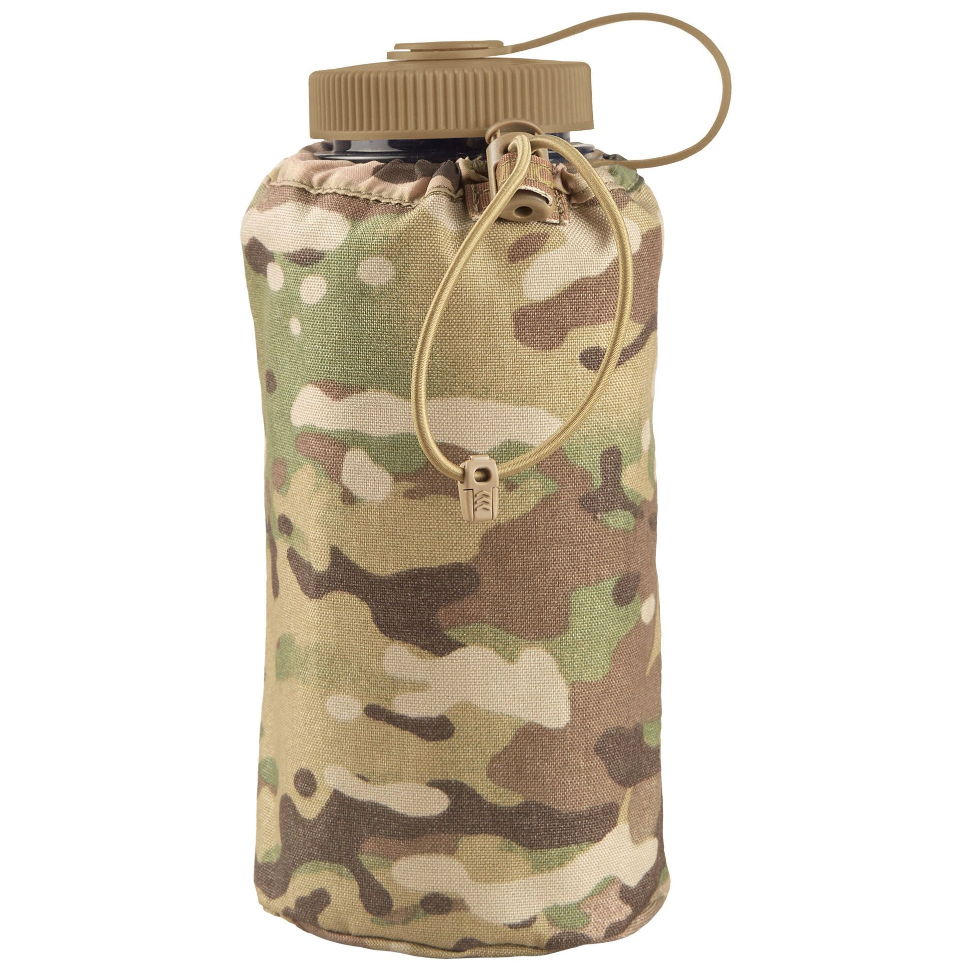 The Nalgene Bottle Pouch is designed to hold a 32oz wide or narrow mouth Nalgene 1L bottle, a 1L flask. It features a bungee drawcord to secure the water bottle. www.moralepatches.com.au