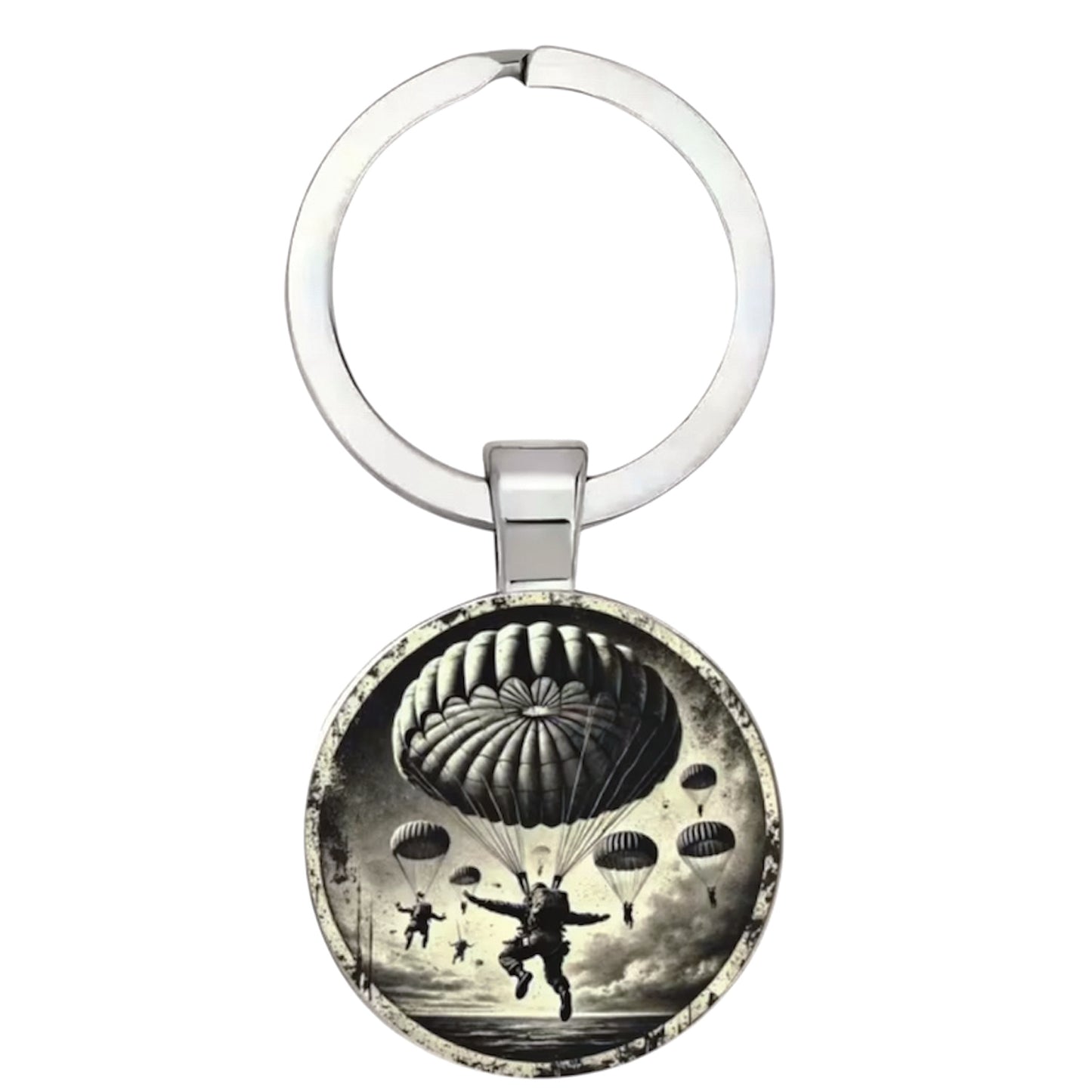 Carry a piece of airborne pride with this striking full-colour Paratroopers Keyring. Featuring an iconic incoming paratroopers design, it's the perfect way to honour those who serve with courage and precision. Compact yet impactful, this distinctive keyring lets you display your admiration wherever you go. A meaningful accessory for supporters, veterans, and enthusiasts alike. www.moralepatches.com.au