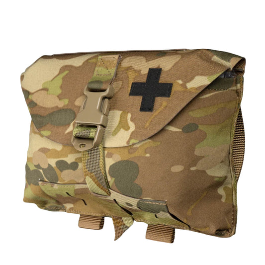 The Platatac ASAD First Line Belt IFAK is a compact, belt-mounted medical pouch designed for fast access and minimal bulk. Optimised for wear in the small of the back and mounted upside down, it keeps lifesaving medical essentials within easy reach—without interfering with your movement or other gear. www.moralepatches.com.au