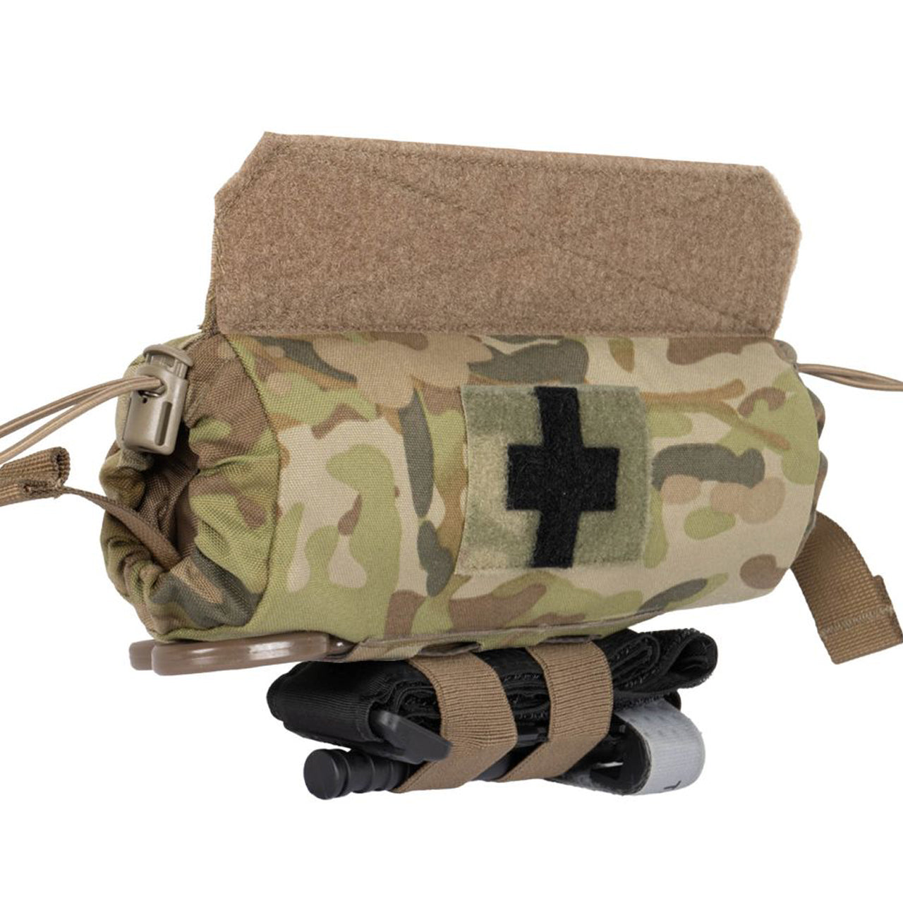 The Platatac ASAD Tube IFAK gives operators another way to store and quickly deploy medical gear. Integration via the Hook and Loop tongue means the pouch ‘dangles’ at the lower edge of the rig where it’s out of the way of pouches needed for critical/immediate access (mags, grenades etc) but reachable. www.moralepatches.com.au