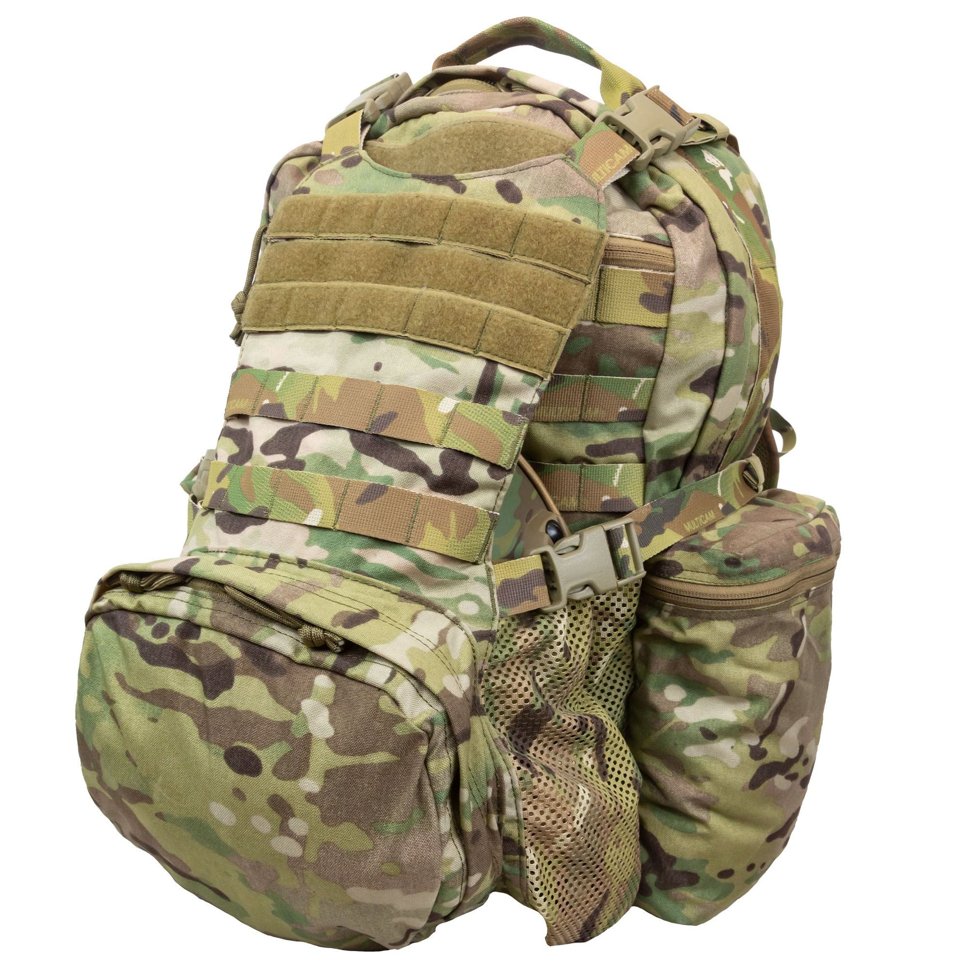 The built-in cradle in front comfortably fits a helmet or can be used as a storage compartment for clothing or other medium-size mission critical necessities. The cradle also features Velcro and non-Velcro MOLLE attachment points in front. www.moralepatches.com.au
