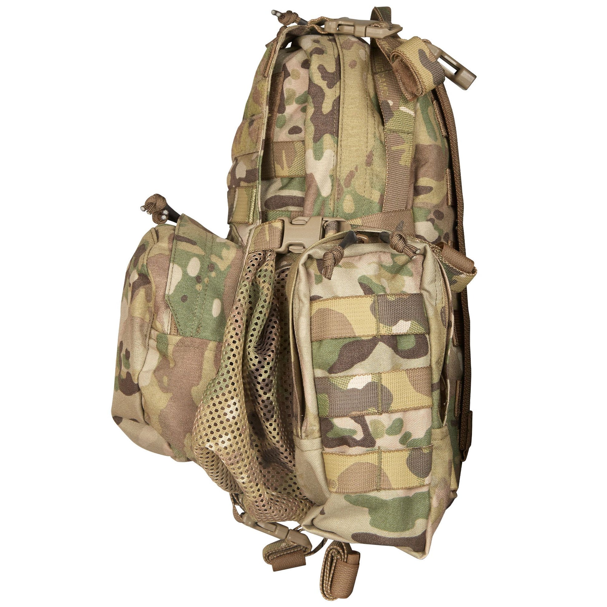Main compartment 36cm (H) x 23.5cm (W) x 9.5cm (D) Side pockets: 19cm (H) x 9cm (W) x 5cm (D) Front zippered pouch: 25cm (at widest) x 6cm (D) Mesh cargo compartment: 20cm (H) x 23.5cm (W) x 14.5cm (D) Weight 1.02Kg www.moralepatches.com.au