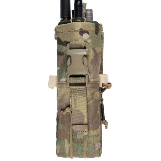 This pouch has been designed to securely hold an AN/PRC-152 Multiband Handheld Radio, with or without GPS module. The pouch has a drop-down feature for quick access to the screen and control panel of the radio without removing the radio. The zip at the bottom allows you to change out the battery quickly without having to disconnect any cables and head-sets. www.moralepatches.com.au