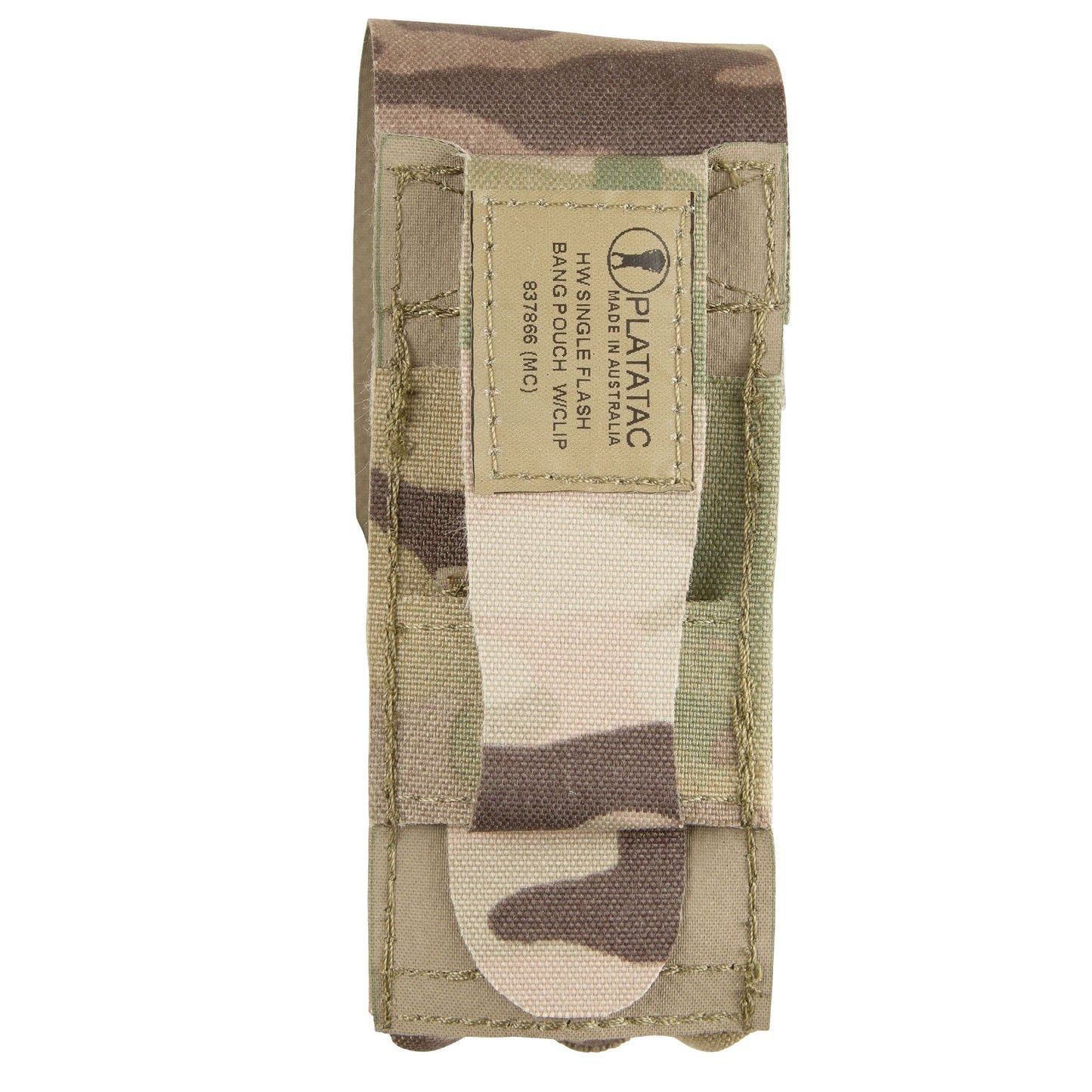 The PLATATAC HW Single Flash Bang Pouch is designed to fit a Nico Flashbang, or any other EO or similar-sized items. Made from a single piece of laser-cut Ultracomp material, it is lightweight and hydrophobic, making it ideal for maritime operations. www.moralepatches.com.au where the army shops