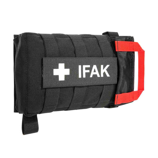 First aid pouch with MOLLE hook-and-loop attachment. The TT IFAK Pouch VL L features hook panels for easy attachment to loop counterparts, for example directly on the TT Modular Front Seat Panel or in the modular TT backpacks. The IFAK is accessed from the side of the pouch. www.moralepatches.com.au