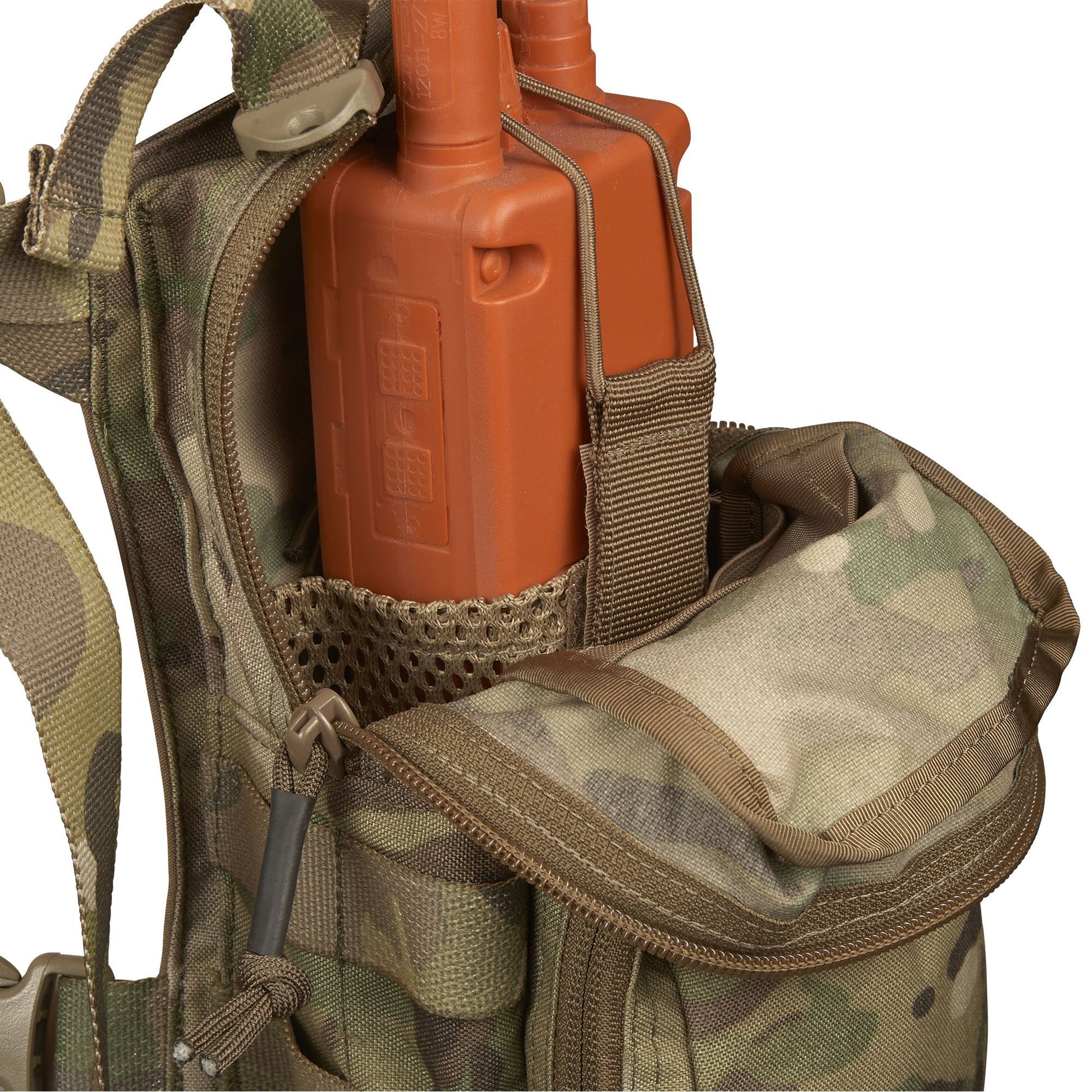 The magazine pouches have adjustable/removable lids to allow larger magazines, such as AK47 mags to be carried or allow easier access to mags by removing the flaps all together. They can also accommodate a pistol, black means (Baofeng) radio or a smoke grenade if required. Bungee retention around the mag pouches provides additional security for stowed items. www.moralepatches.com.au 
where the army shops