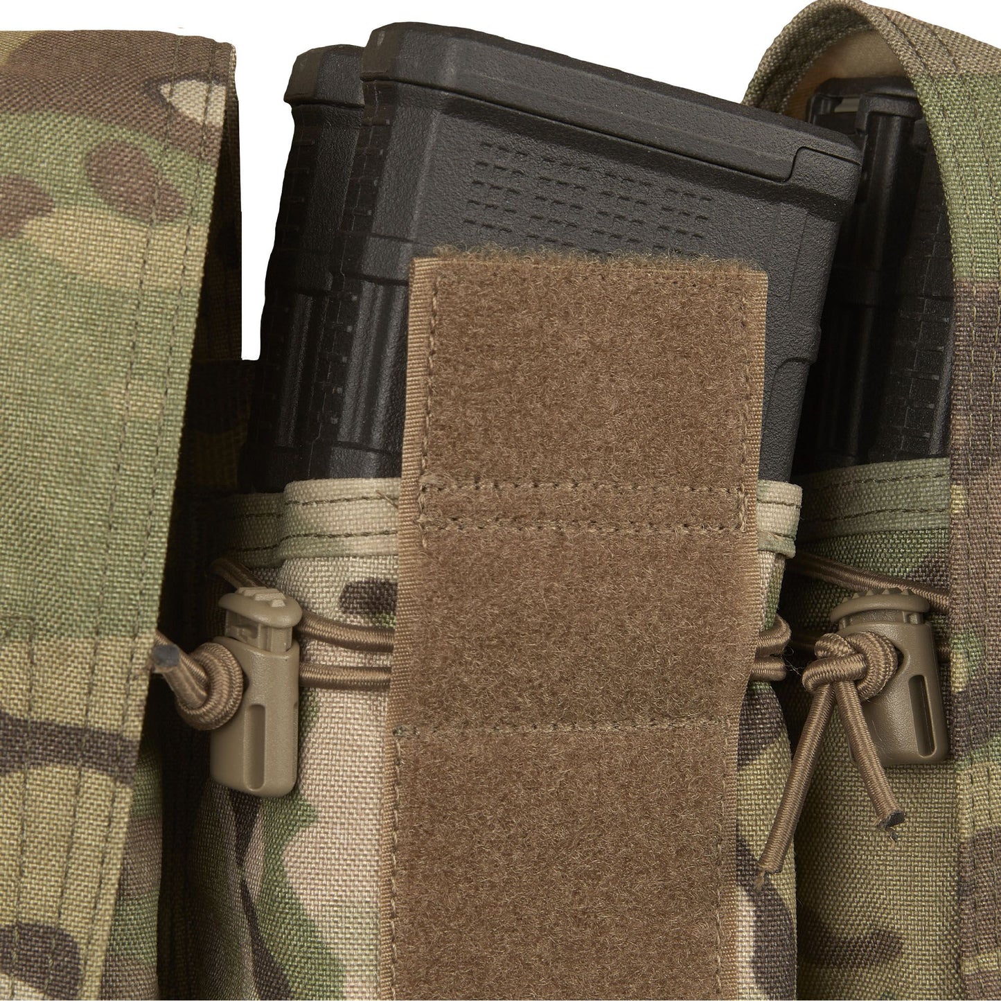 The magazine pouches have adjustable/removable lids to allow larger magazines, such as AK47 mags to be carried or allow easier access to mags by removing the flaps all together. They can also accommodate a pistol, black means (Baofeng) radio or a smoke grenade if required. Bungee retention around the mag pouches provides additional security for stowed items. www.moralepatches.com.au 
where the army shops
