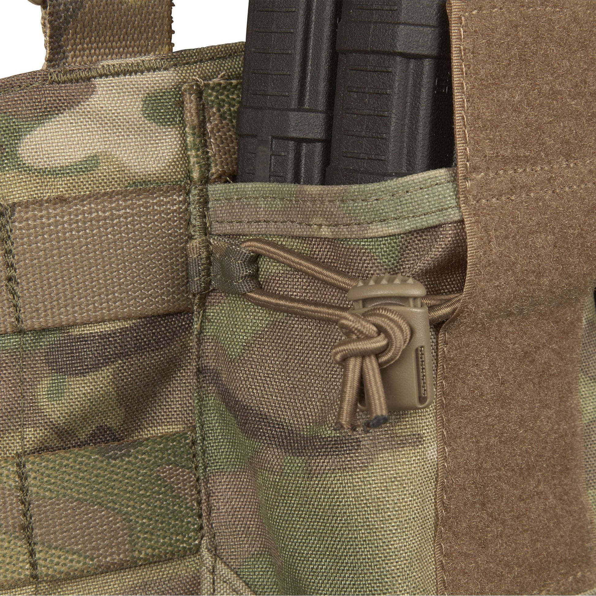 The magazine pouches have adjustable/removable lids to allow larger magazines, such as AK47 mags to be carried or allow easier access to mags by removing the flaps all together. They can also accommodate a pistol, black means (Baofeng) radio or a smoke grenade if required. Bungee retention around the mag pouches provides additional security for stowed items. www.moralepatches.com.au 
where the army shops