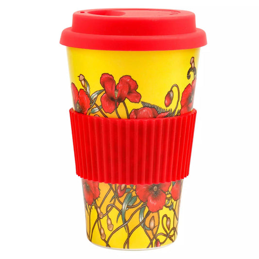 Introducing the Poppy Mpressions Brothers In Arms Reusable Mug, a must-have for your daily coffee fix. Made from eco-friendly bamboo fibre, this mug features a beautiful wraparound design showcasing delicate poppies from Australian artist Adriana Seserko's work. www.moralepatches.com.au