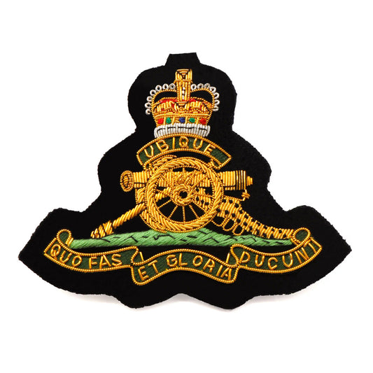 Show off your style with the magnificent Royal Regiment of Australian Artillery (RAA) Bullion Pocket Badge! Its exquisite design and approx. 80x80mm size will be the talk of the town! It easily attaches with 3 butterfly catches to a blazer, bag, or wherever you choose. www.moralepatches.com.au