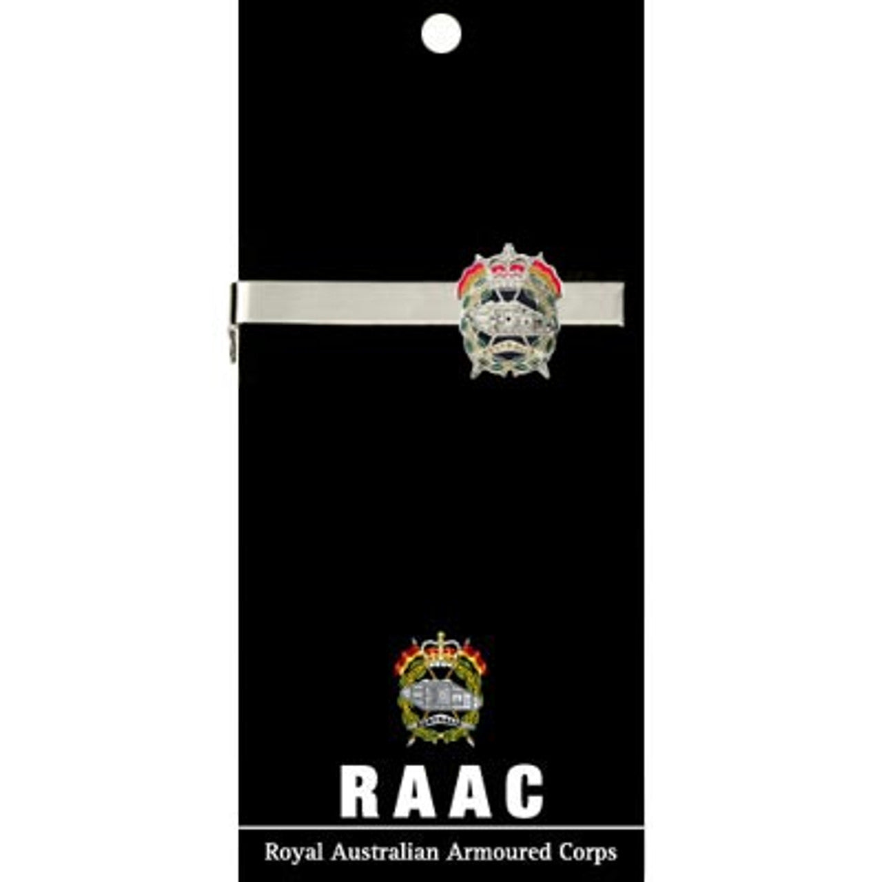 Add a touch of elegance to your look with the Royal Australian Armoured Corps (RAAC) 20mm enamel tie bar! Crafted with gold-plated material, this gorgeous tie bar is perfect for any work or formal occasion. www.moralepatches.com.au
