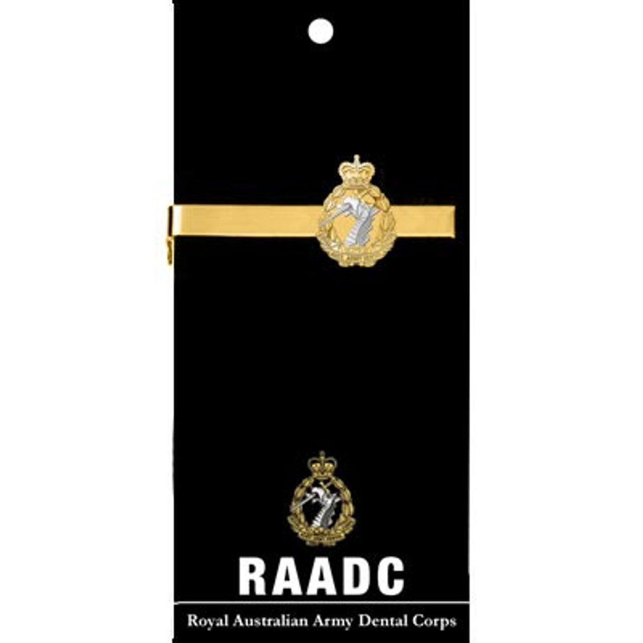 Add a touch of elegance to your look with the Royal Australian Army Dental Corps (RAADC) 20mm enamel tie bar! Crafted with gold-plated material, this gorgeous tie bar is perfect for any work or formal occasion. www.moralepatches.com.au