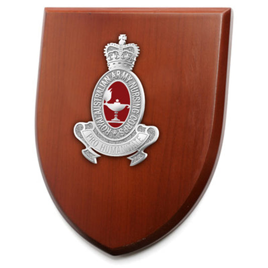 An Exceptional Royal Australian Army Nursing Corps (RAANC) Plaque is now available for order. This stunning plaque showcases a 100mm full colour enamel crest, elegantly placed on a 200x160mm timber finish shield.  www.moralepatches.com.au