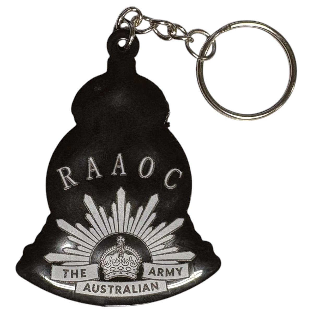 The Royal Australian Army Ordnance Corps (RAAOC) PVC Key Ring is the perfect way to carry your pride in service. Display your unit affiliation with style and durability. This compact, printed PVC key ring keeps your keys organized while showcasing your military heritage wherever you go. www.moralepatches.com.au