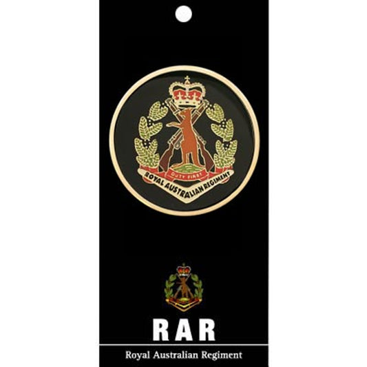 This exquisite 48mm full-color enamel medallion from the Royal Australian Regiment (RAR) will generate admiration and conversation, wherever it's displayed or shared. www.moralepatches.com.au