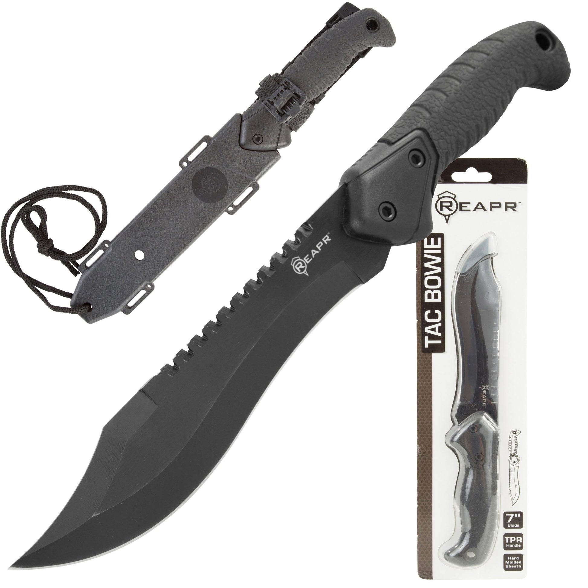 The REAPR 11001 TAC Bowie Knife is perfect for all your camping, hunting, tactical and survival needs. This tough and durable Bowie knife is great for hacking brush, peeling wood for tinder, dressing game, whittling branches and prepping food. This knife also gives you the upper hand tactically in any emergency. www.moralepatches.com.au