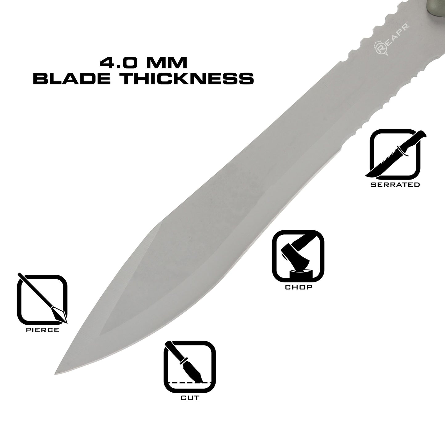 The Reapr TAC Jungle Knife is a cool 17 inches of sharp steel that doubles as an all-round camping machete and survival knife in one. With an ultra-sharp modified drop point blade designed for versatility, and a partially serrated blade, most any challenge that comes your way can be handled with ease. www.moralepatches.com.au