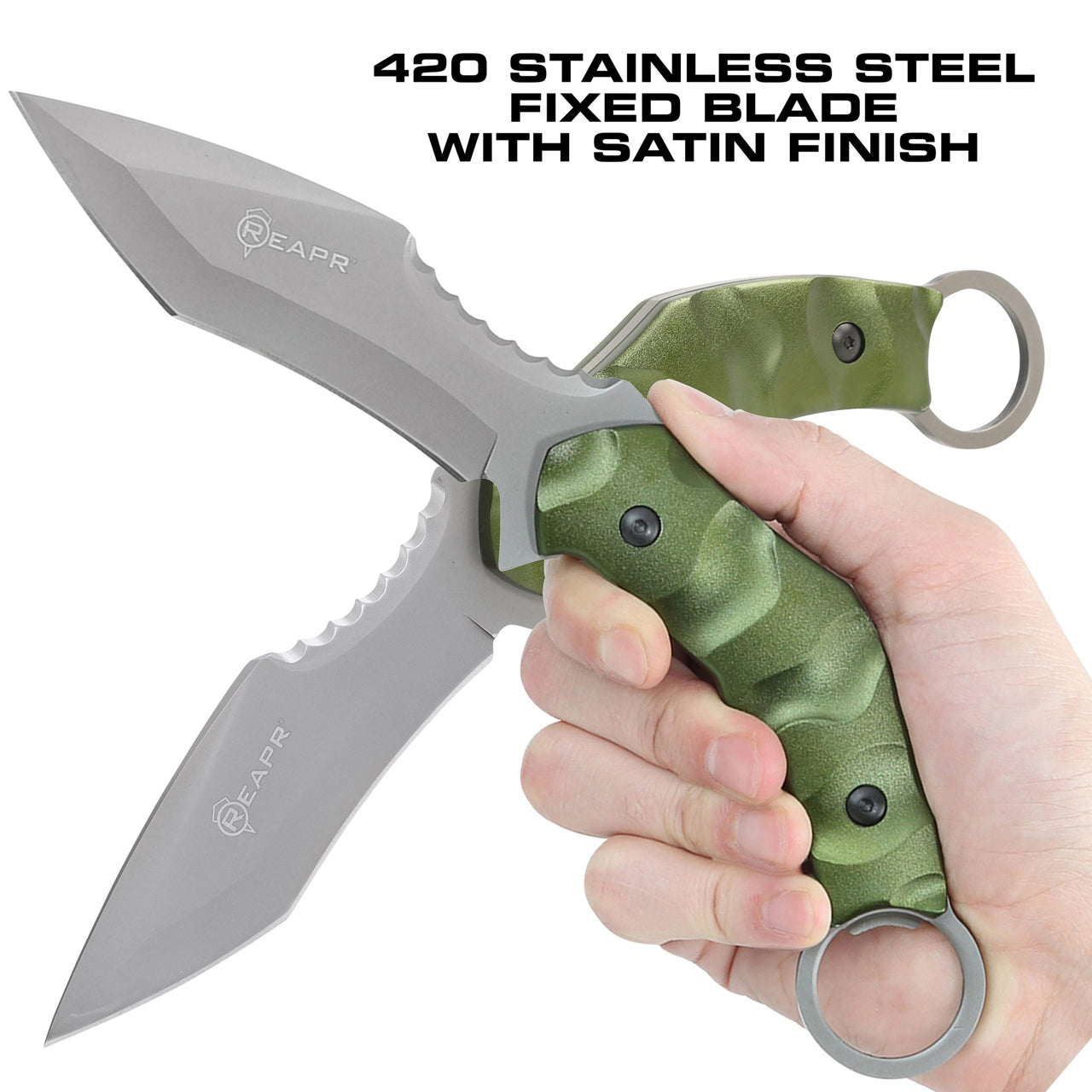 This impressive and stylish knife makes a truly effective survival and tactical tool. The REAPR 11010 SLAMR 4-3/4″ Fixed Blade Knife features a 4-3/4” 420 stainless steel blade with satin finish and a textured lightweight aluminum handle that provides a more secure grip and extra leverage. www.moralepatches.com.au