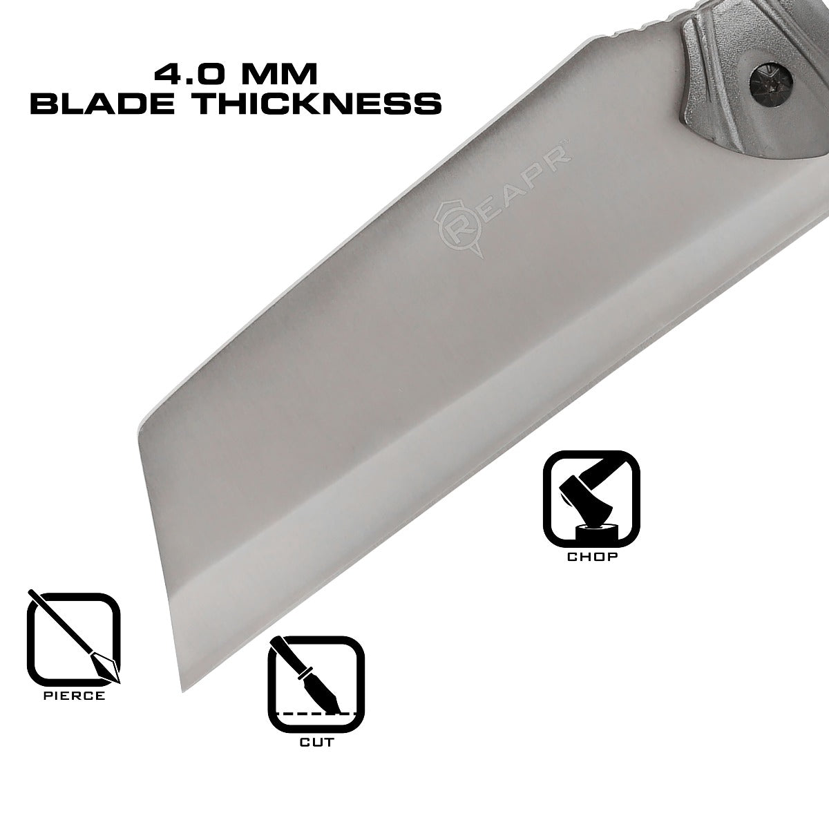 The Reapr JAMR Knife is the ultimate in versatile, tactical fixed-blade knives. The JAMR features an industry first modified cleaver blade, combining the functions of a cleaver, drop point knife and reverse tanto blade to meet a variety of demands, whether as a hunting knife, camping knife, and for guiding, tactical and survival use. www.moralepatches.com.au