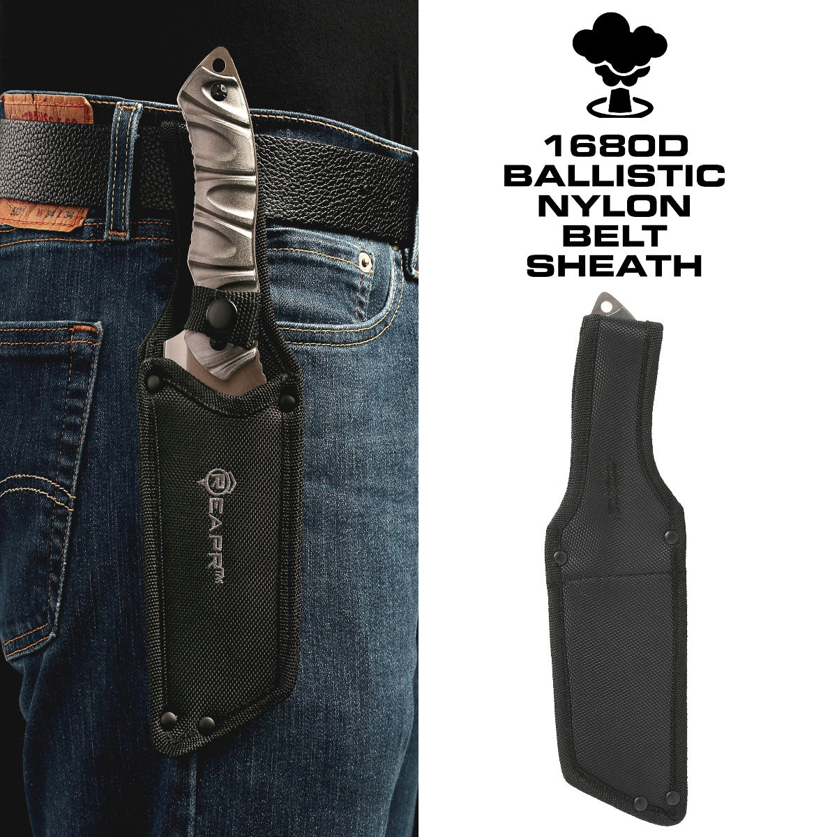 The Reapr JAMR Knife is the ultimate in versatile, tactical fixed-blade knives. The JAMR features an industry first modified cleaver blade, combining the functions of a cleaver, drop point knife and reverse tanto blade to meet a variety of demands, whether as a hunting knife, camping knife, and for guiding, tactical and survival use. www.moralepatches.com.au