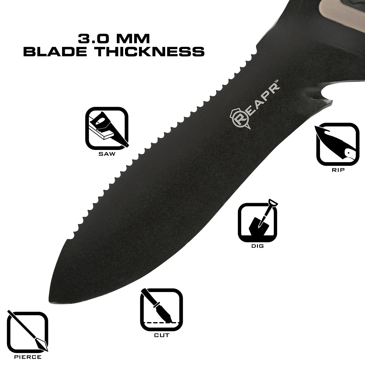 For the ultimate in fixed blade knives, tactical gear and garden tools, look no further than the Reapr 11017 Versa Hori Hori- a gardening knife, trowel, pocket tactical shovel and all round survival knife in one. www.moralepatches.com.au