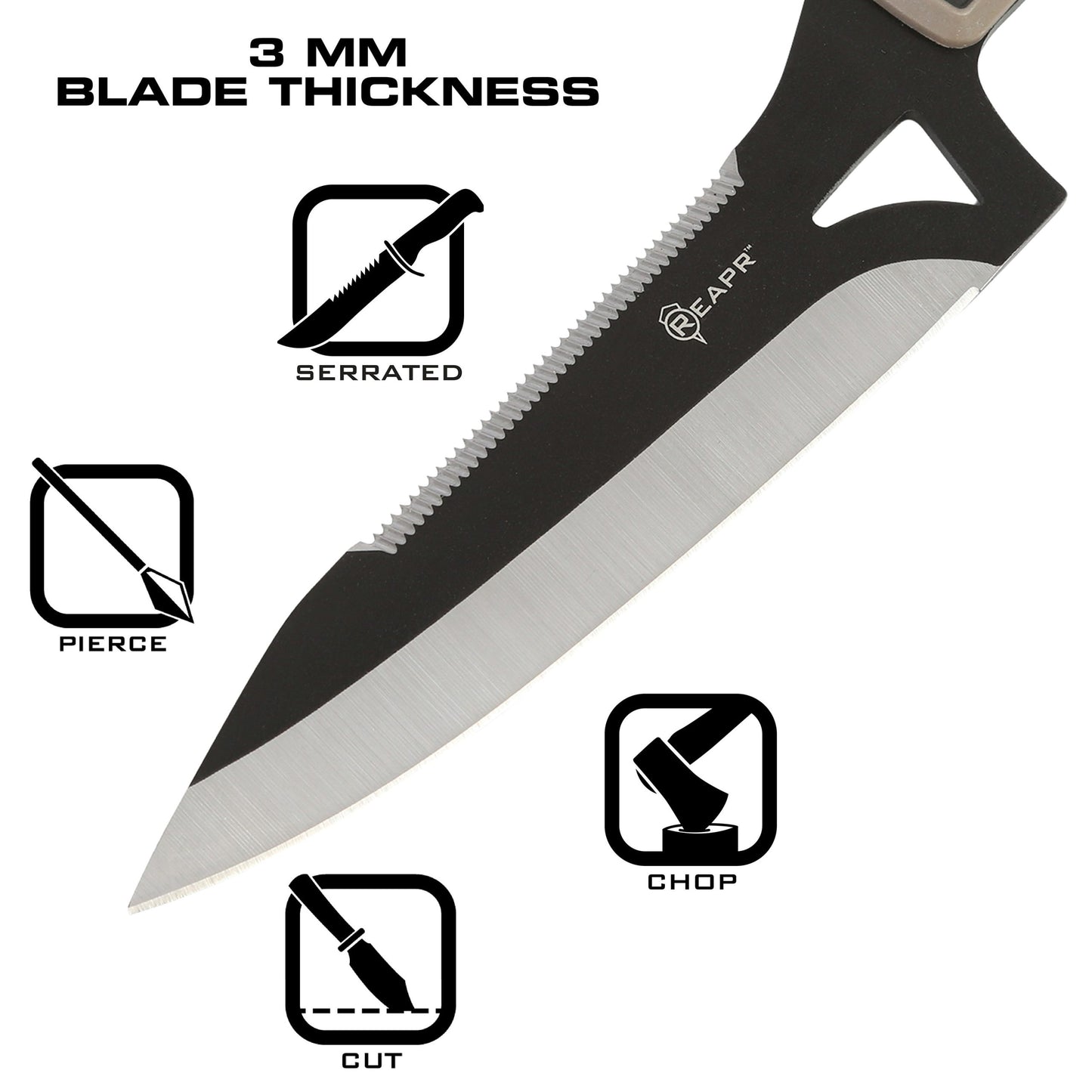 You get everything you need with the Reapr Versa Camp Knife. Born in the kitchen but raised in the wild, it’s tough, durable, and versatile. Whatever your campsite cutting needs, this knife can handle it. www.moralepatches.com.au