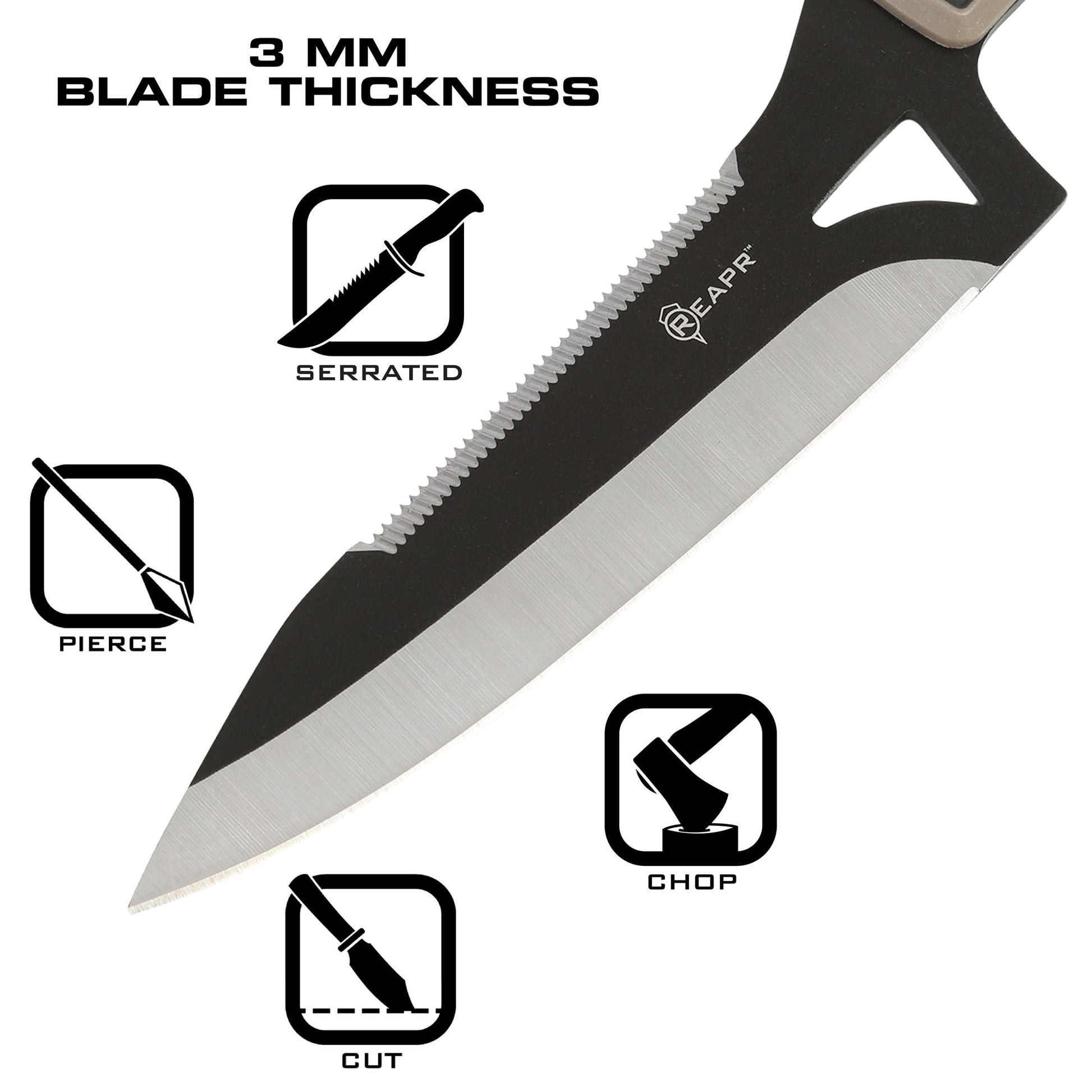 You get everything you need with the Reapr Versa Camp Knife. Born in the kitchen but raised in the wild, it’s tough, durable, and versatile. Whatever your campsite cutting needs, this knife can handle it. www.moralepatches.com.au