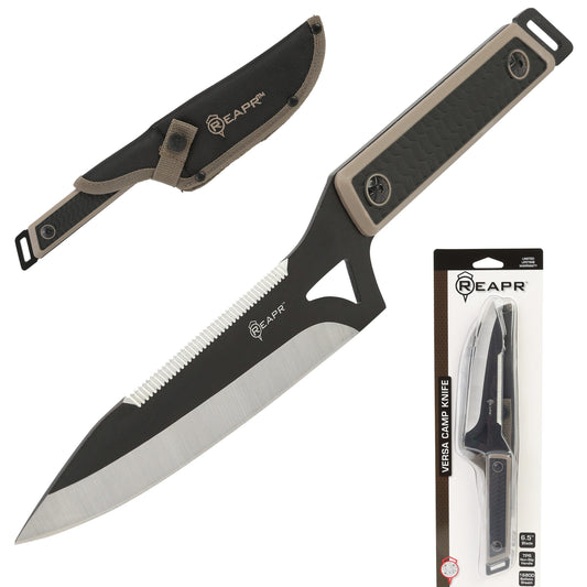 You get everything you need with the Reapr Versa Camp Knife. Born in the kitchen but raised in the wild, it’s tough, durable, and versatile. Whatever your campsite cutting needs, this knife can handle it. www.moralepatches.com.au
