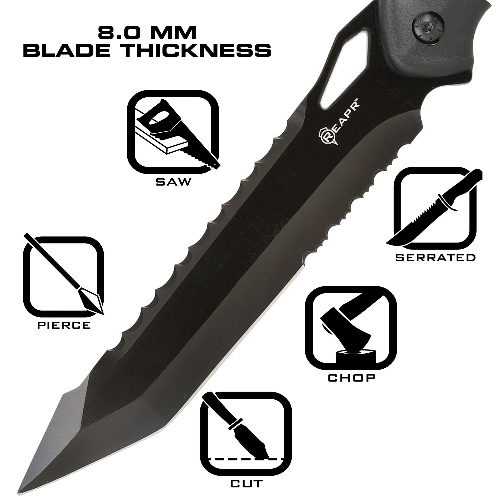 The outstanding REAPR 11022 TAC Javelin Serrated Spear cuts, chops, saws, and thrusts efficiently and effectively, giving you a javelin spear that functions equally as well as a utility tool. www.moralepatches.com.au