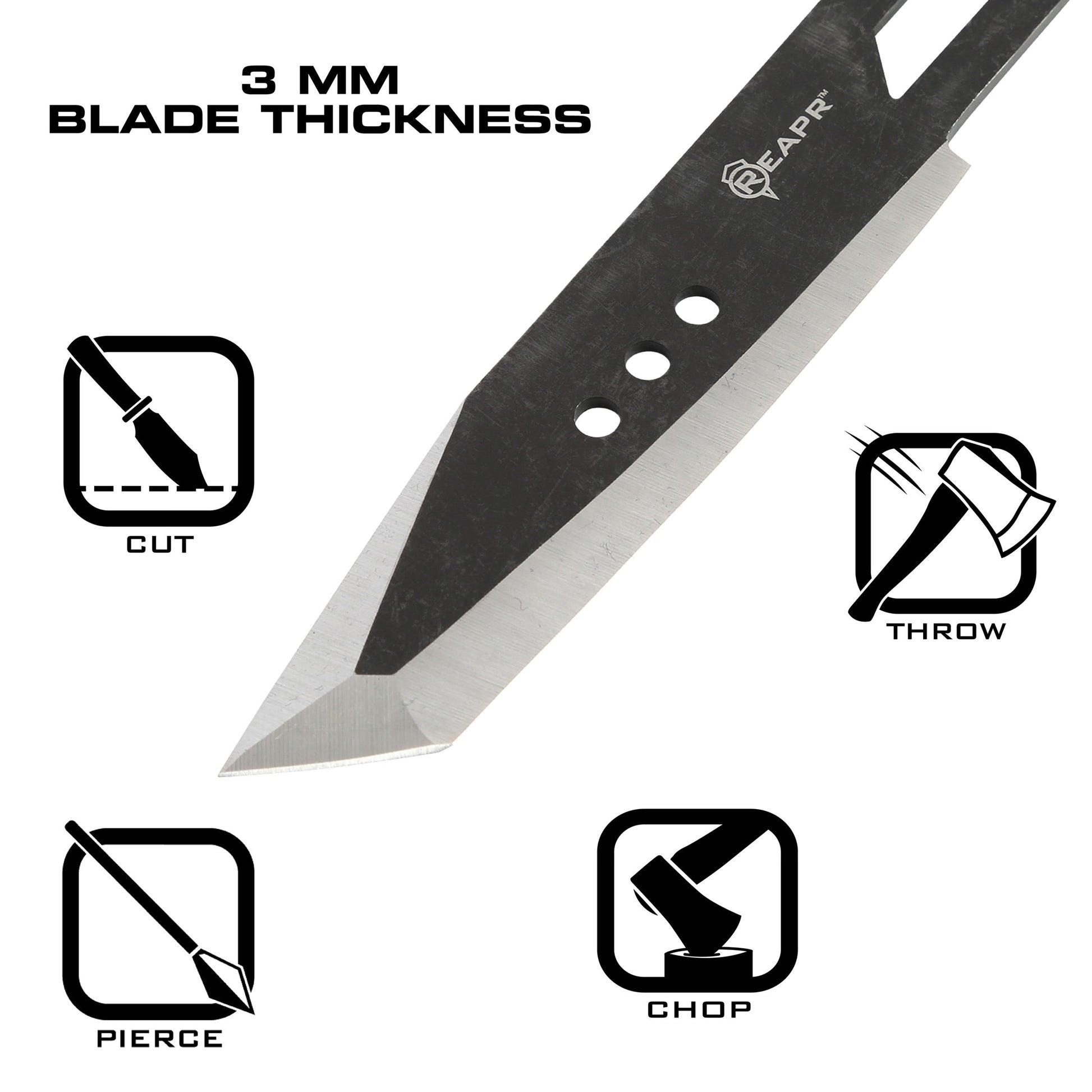 Hit the bullseye every time with these perfectly-balanced throwers. The Reapr 3 Piece Chuk Knives set is ideal for camping, parties, barbecues, and other outdoor activities. www.moralepatches.com.au