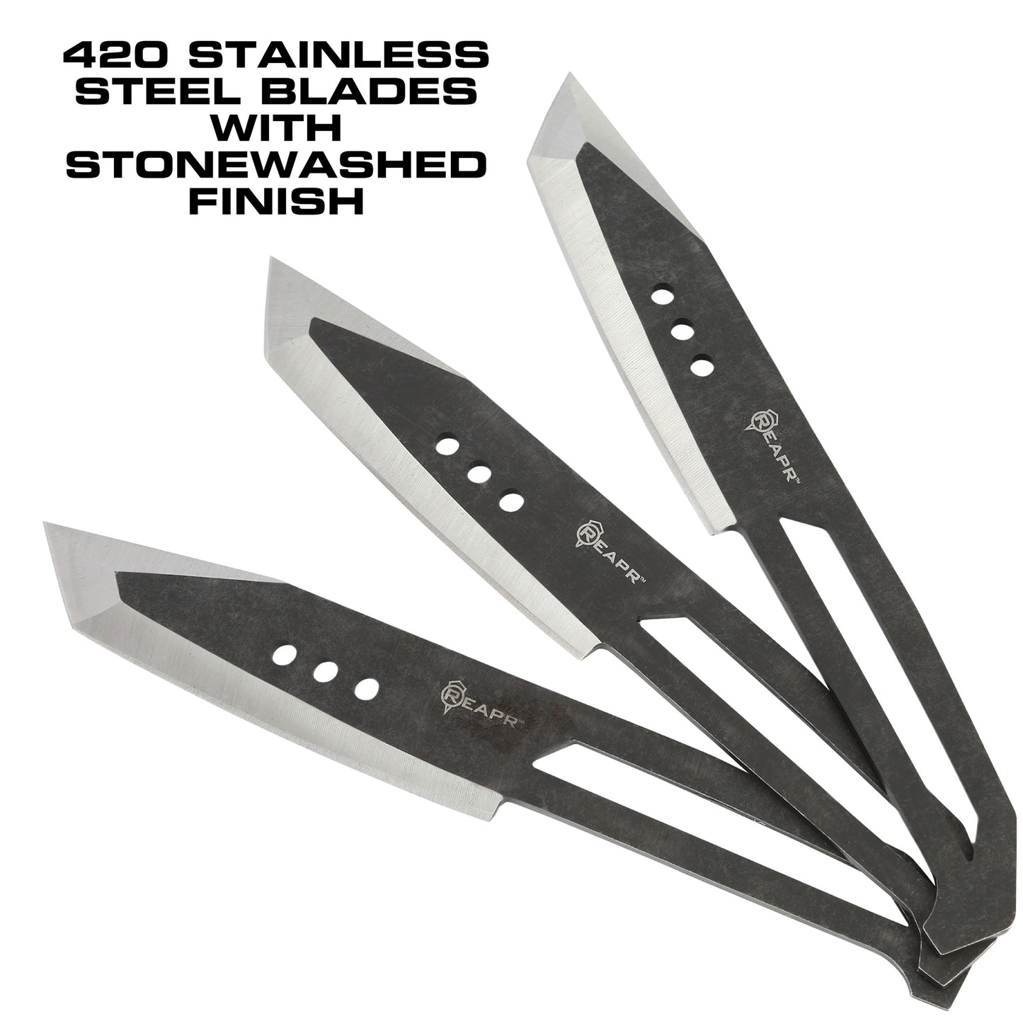 Hit the bullseye every time with these perfectly-balanced throwers. The Reapr 3 Piece Chuk Knives set is ideal for camping, parties, barbecues, and other outdoor activities.  www.moralepatches.com.au