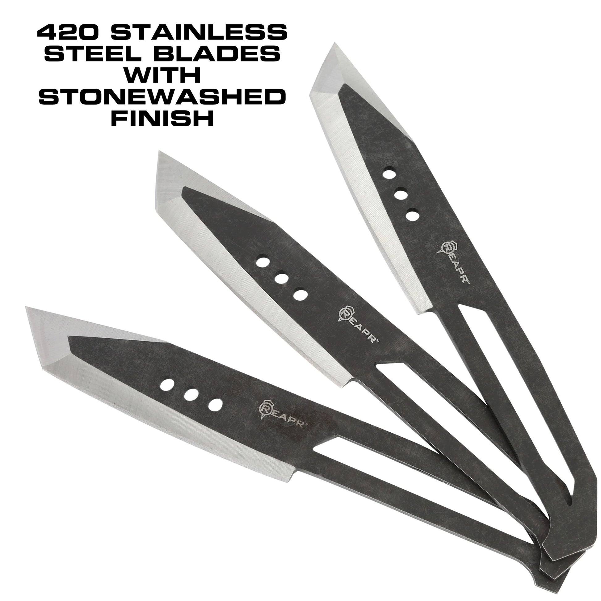 Hit the bullseye every time with these perfectly-balanced throwers. The Reapr 3 Piece Chuk Knives set is ideal for camping, parties, barbecues, and other outdoor activities.  www.moralepatches.com.au