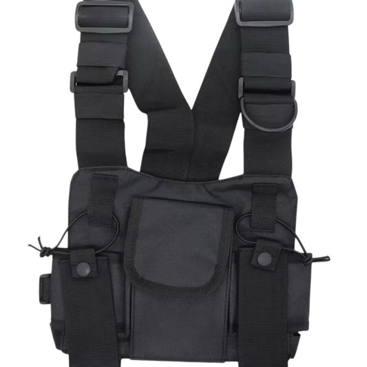 The Radio Vest Black is an essential gear piece for professionals who rely on seamless communication. Trusted by police, military, security teams, and hospital staff, this durable vest is designed to keep your radios secure and accessible. It features dedicated compartments to carry two radios simultaneously, ensuring you stay connected at all times. www.moralepatches.com.au