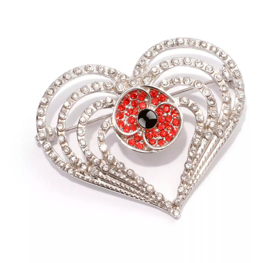 The Honour and remember with this sensational Heart Diamante Brooch from our Poppy Impressions Collection. This spectacular accessory is the perfect way to complete any outfit. With shining red stones and diamantes set on the two lines of silver frame, this beautiful brooch brings a stunning and unique touch of remembrance. Add a touch of elegance and sophistication to your attire with this must-have brooch. www.moralepatches.com.au