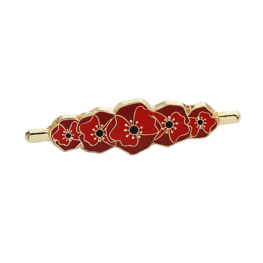A beautiful poppy brooch to show your support and remember. Featuring vibrant red poppies with wonderful black and gold detailing, this brooch stands out and helps you share your support. A fantastic collectable or gift, this brooch is a great addition to any outfit. www.moralepatches.com.au
