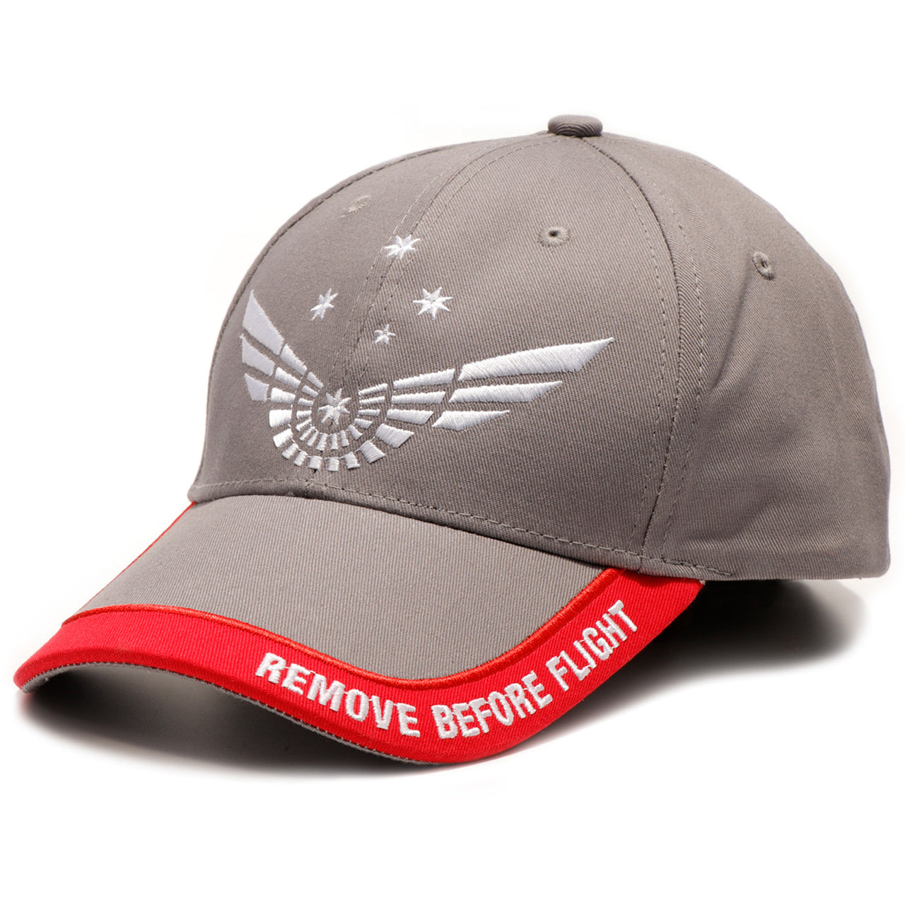 This iconic symbol of flight beautifully embroidered on the peak, topped off with embroidered wings and the Southern Cross on the front and kangaroo on the back. A must have fashion statement for everyday wear.  www.moralepatches.com.au
