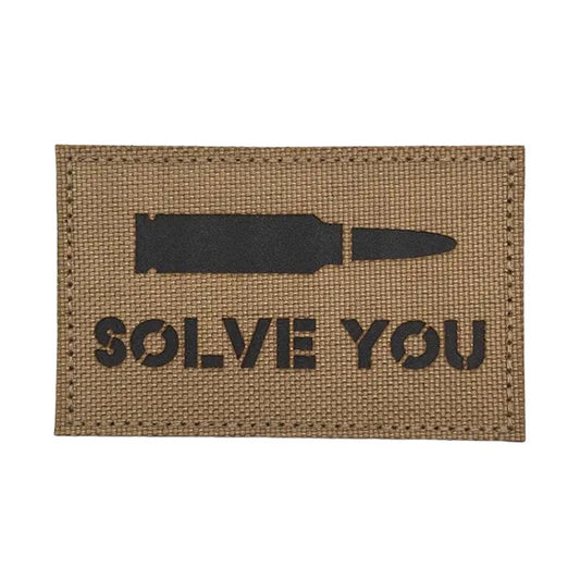 Solve You Laser Cut Tan Patch Hook & Loop.   Size: 8x5cm www.moralepatches.com.au