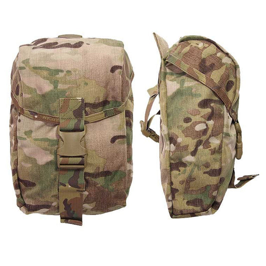 Attaches to any SORD platform with the Velcro sandwich on the bottom edge. Drop gas bag rolls up and out of the way with a single Fastex clip. Easily deployable in a single action and can be used either as a gas mask carrier or a drop down ammunition dump pouch.   NSN: 8465 66-155-9152 www.moralepatches.com.au