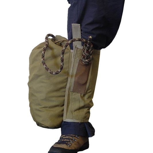 Most effectively worn on the right leg but will work on either side. Quick detach handle allows fast one handed jettison once on the ground. Internal floor tie in point will not allow the last remaining rope to pull through the figure 8 on a descent. www.moralepatches.com.au