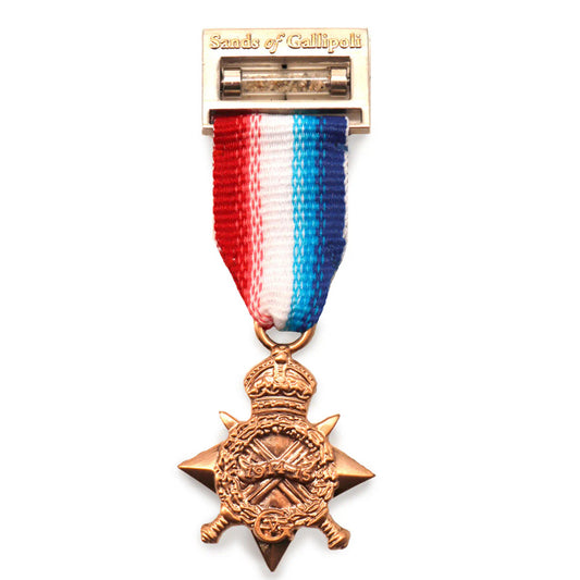 The Introducing our exquisite miniature medal, a true testament to our proud history of service. This remarkable piece features a stunning reproduction of the 1914-15 Star, symbolizing the bravery and sacrifice of our heroes. www.moralepatches.com.au