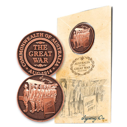 The special Signing On Penny In Blister Pack from the military specialists is a must-have for collectors and history enthusiasts alike. This unique penny commemorates the momentous event when England declared war on Germany on 4 August 1914. www.moralepatches.com.au