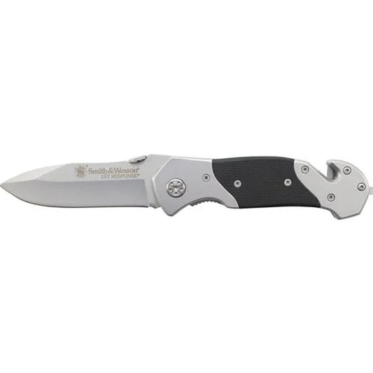 The Smith &amp; Wesson SWFR 1st Response Drop Point Folding Knife is designed for tactical professionals and outdoor enthusiasts. The 3.3″ blade is made from durable 7Cr17MoV high carbon stainless steel, offering excellent sharpness and corrosion resistance.  www.moralepatches.com.au