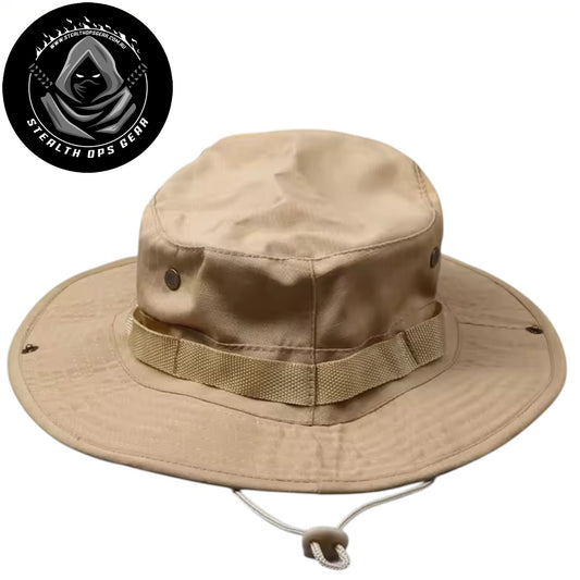 Master tactical versatility with the Stealth Ops Gear Boonie Hat in Sand. Built from breathable 60% cotton, 40% polyester canvas, this hat keeps you cool during extended operations while maintaining durability in demanding conditions. www.moralepatches.com.au