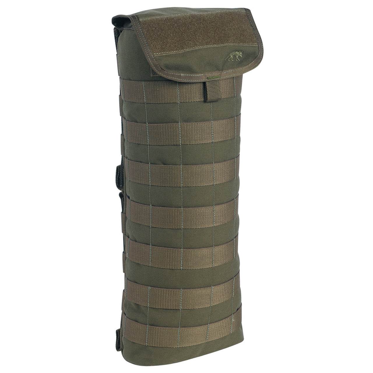 Go full capacity for your hydration needs with the Tasmanian Tiger Tactical Bladder Pouch 3LT - designed to securely and safely store up to 3 L of water and equipped with Universal MOLLE for easy attachment. Take your thirst-quenching to the next level! www.moralepatches.com.au olive front
