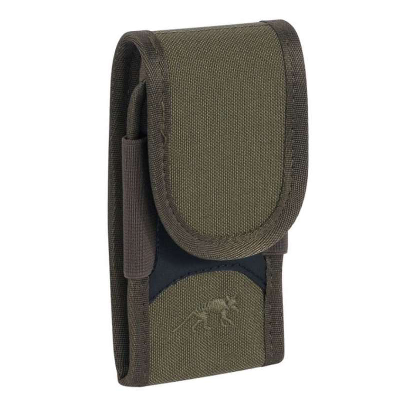 Durable protection for your smartphone with padded reinforcement and four choice sizes. Our tactical phone cover features a MOLLE system for secure carrying - get ready for the ultimate phone protection! www.moralepatches.com.au front view