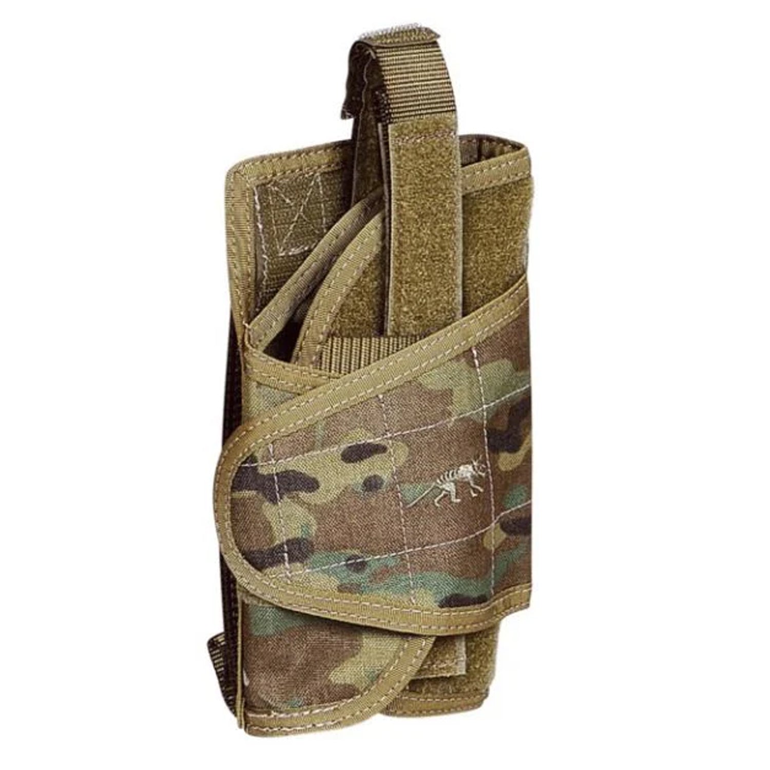 The Tasmanian Tiger Tac Holster MK II in Multicam offers an adjustable design that securely attaches to MOLLE systems, providing a versatile and dependable pistol carry solution. www.moralepatches.com.au